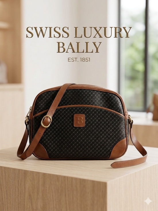 Bally Handbags - Collector’s Bally VTG Monogram Crossbody Bag Canvas Leather Brown Swiss Luxury